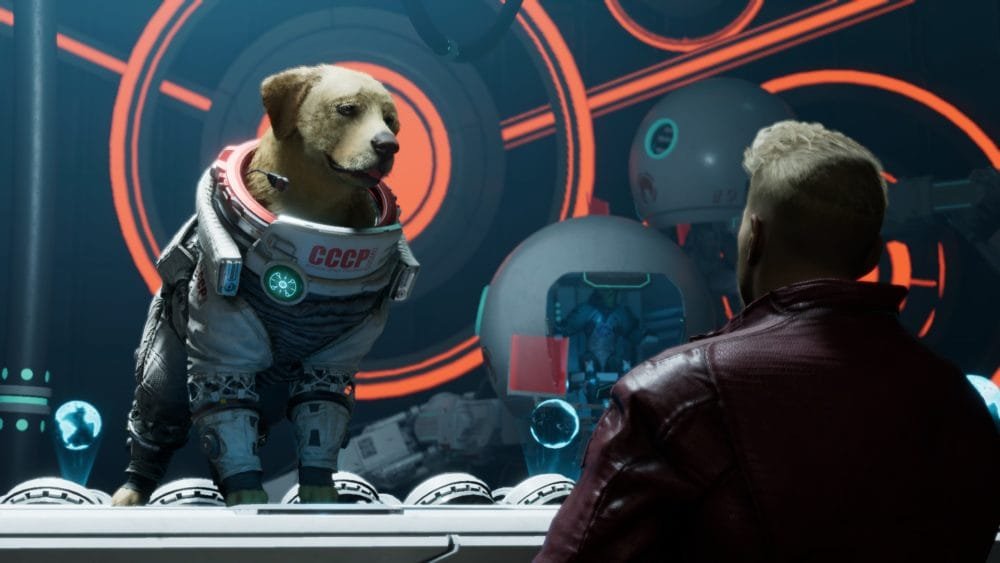 Cosmo being a Good boy in Guardians of the Galaxy