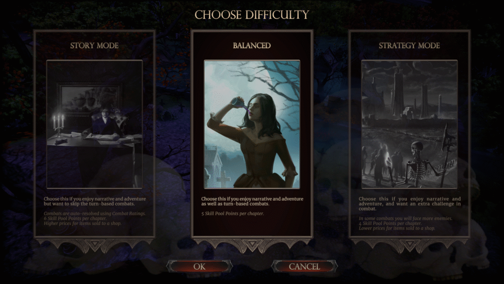 The Necromancer's tale - Difficulty Screen