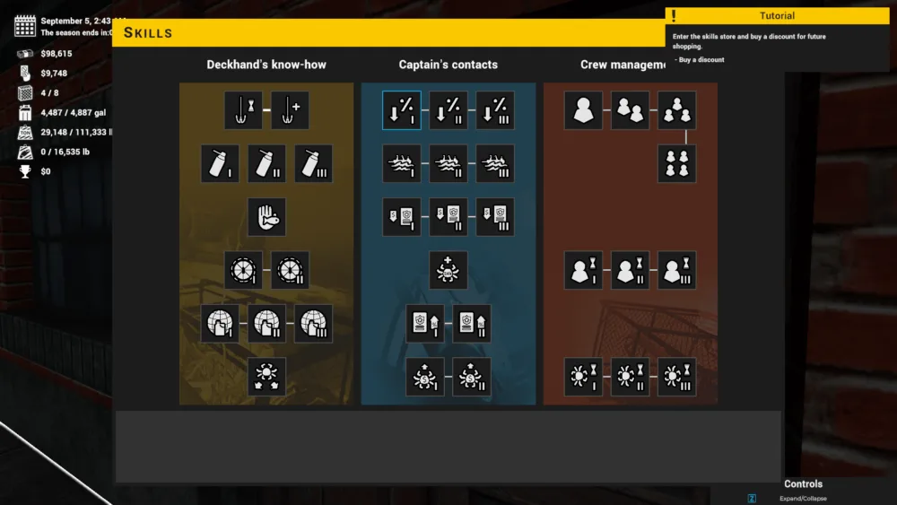 The Deadliest Catch skill menu